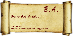 Berente Anett névjegykártya