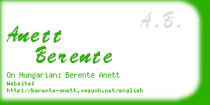 anett berente business card